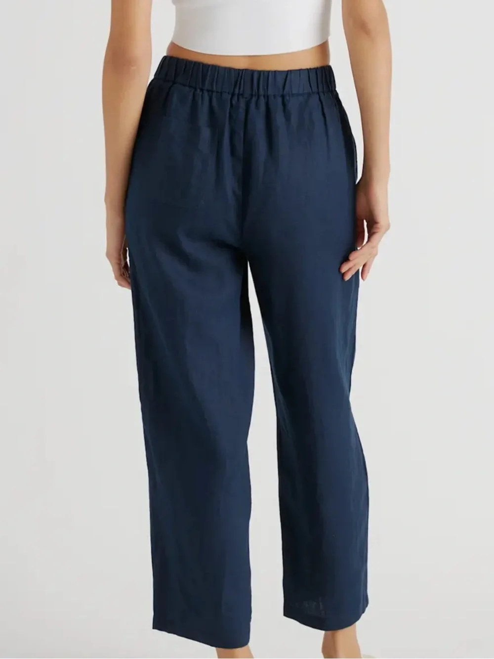 Quince 100% European Linen Pants with Pockets Relaxed Fit size M Deep Navy